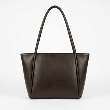 Noir Tote Bag Chocolate Brown with Double Compartments and Zip Closure