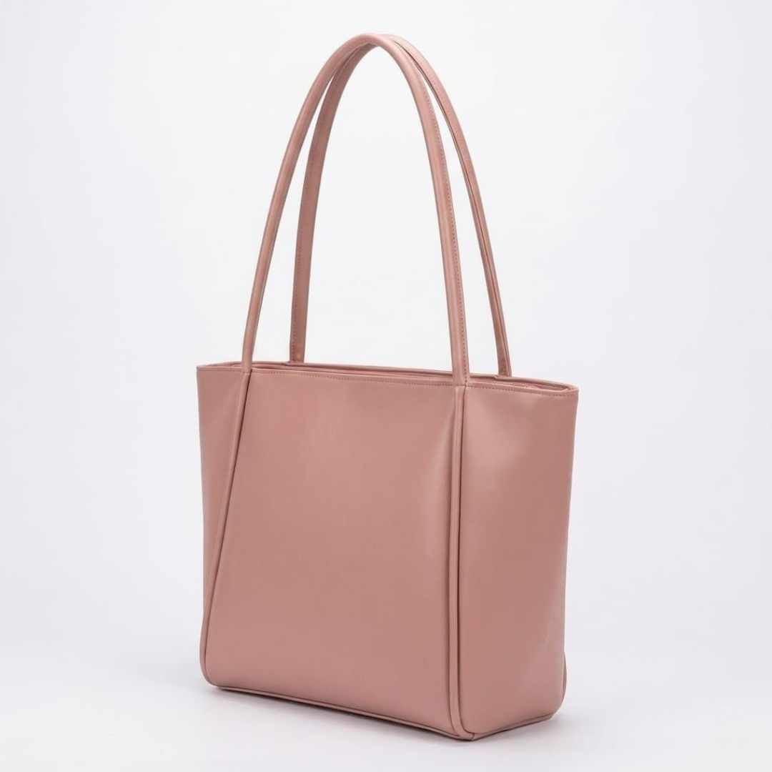 Noir Tote Bag Pink with Double Compartments and Zip Closure