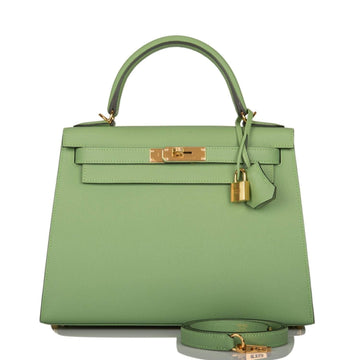 Hermes Vert Criquet Epsom Sellier Kelly 28cm Gold Hardware