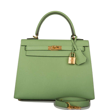 Hermes Vert Criquet Epsom Sellier Kelly 25cm Gold Hardware
