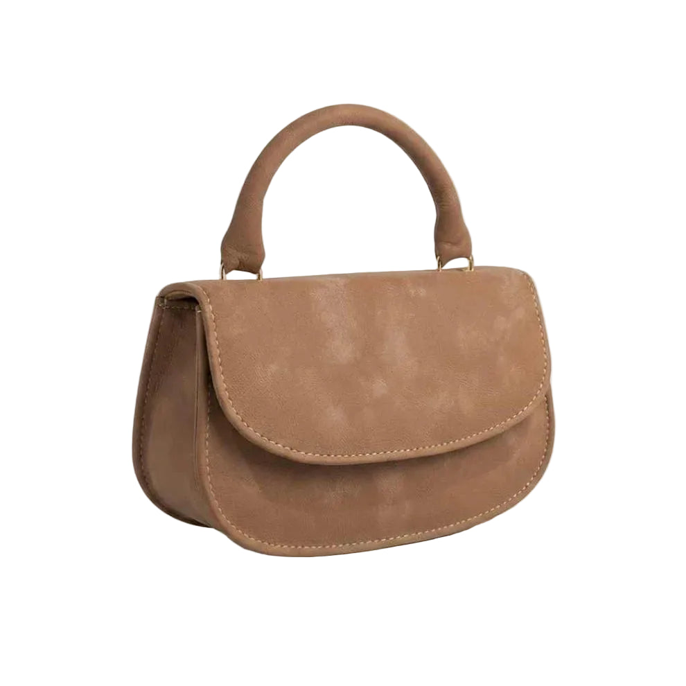 Hazze Brown Hand Bag with Textured Finish and Top Handle