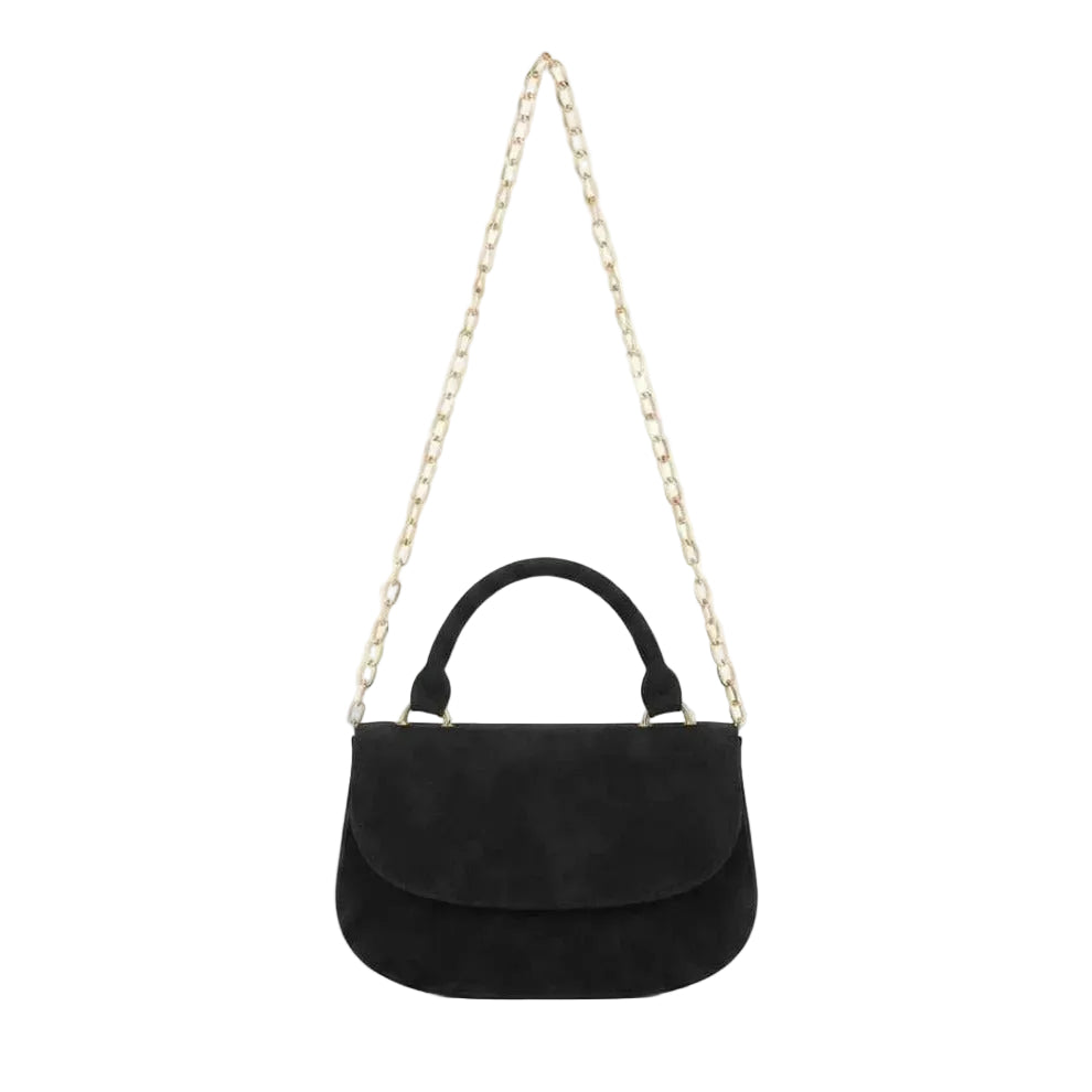 Hazze Saddle Hand Bag Black with Top Handle and Removable Chain Strap