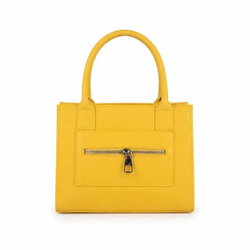 Enshee Lyra Yellow Structured Handbag with Twin Handles