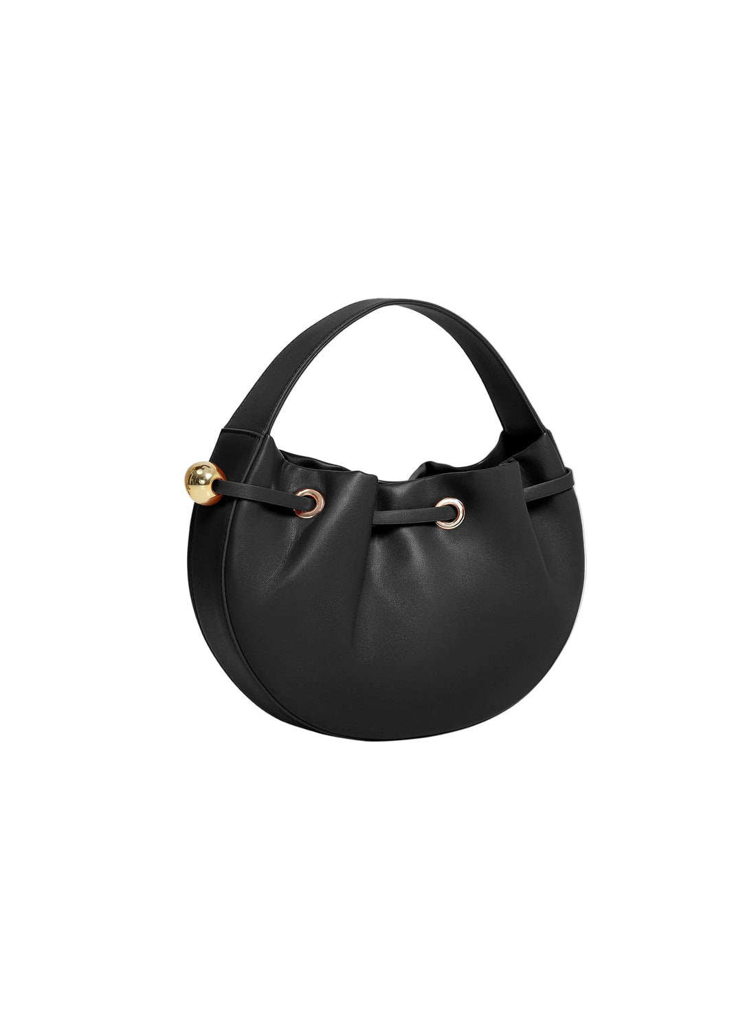 Women's Black Smooth Semi Gloss Faux Leather Hand Bag with Magnetic Snap Closure