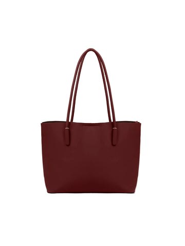 Women's Faux Leather Tote Bag with Three Compartments and Zip Closure