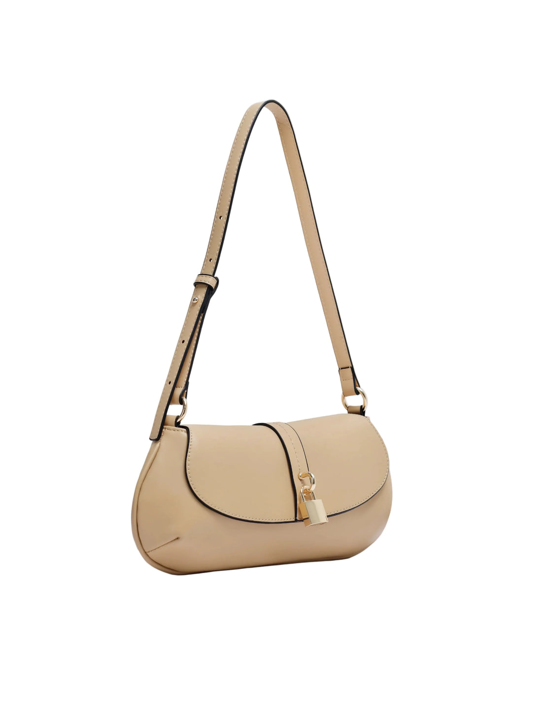 Women's Smooth Faux Leather Shoulder Bag with Magnetic Flap and Adjustable Strap