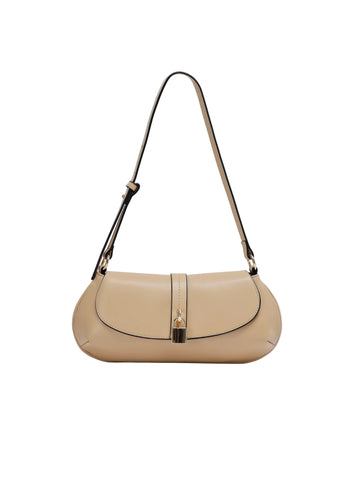 Women's Smooth Faux Leather Shoulder Bag with Magnetic Flap and Adjustable Strap