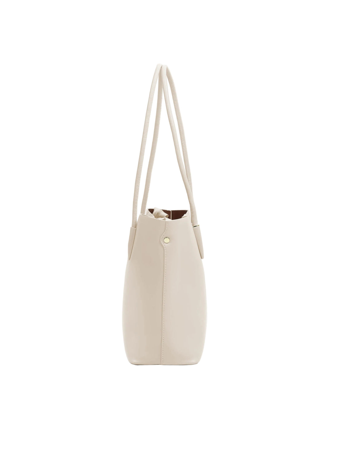 Women's Smooth Faux Leather Tote Bag with Three Compartments and Zip Closure